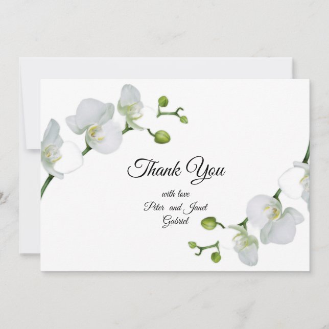 Carte De Remerciements Elégante orchidée blanche (Devant)