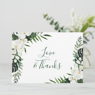 Carte De Remerciements Elégante Orchidées Blanches Mariage bohème Floral