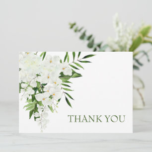 Carte De Remerciements Elégante Orchidées Blanches Mariage bohème Floral