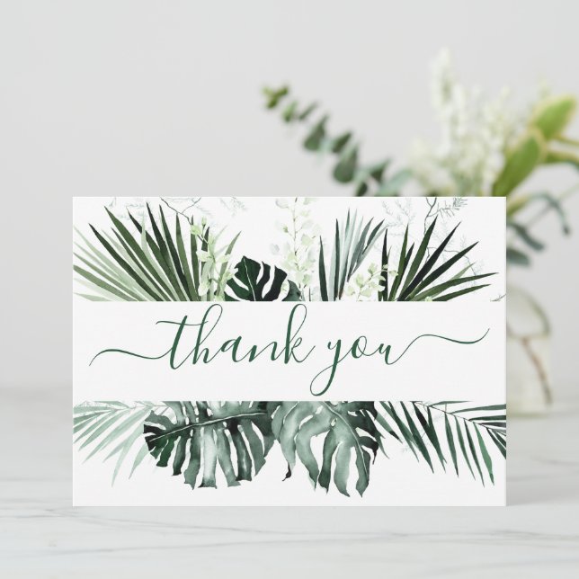 Carte De Remerciements Elégante Orchidées Blanches Mariage bohème Floral (Debout devant)