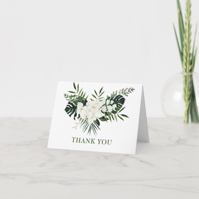 Carte De Remerciements Elégante Orchidées Blanches Mariage floral bohème (Devant)