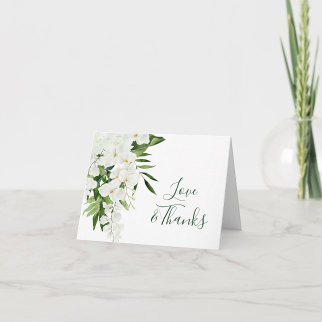 Carte De Remerciements Elégante Orchidées Blanches Mariage floral bohème (Devant)