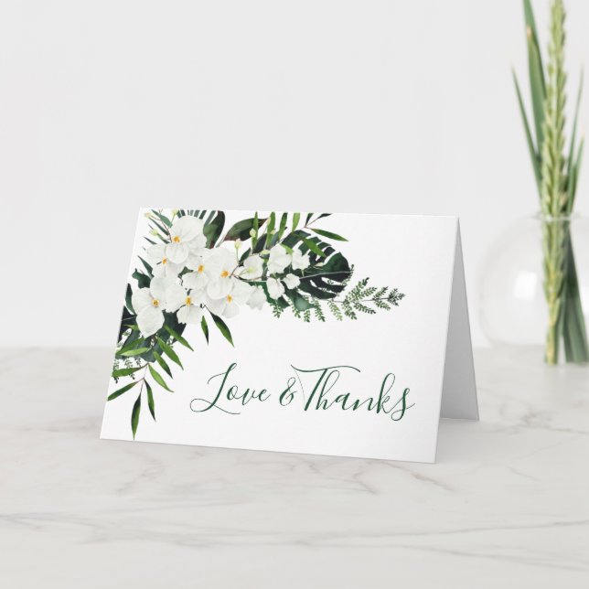 Carte De Remerciements Elégante Orchidées Blanches Mariage floral bohème (Devant)