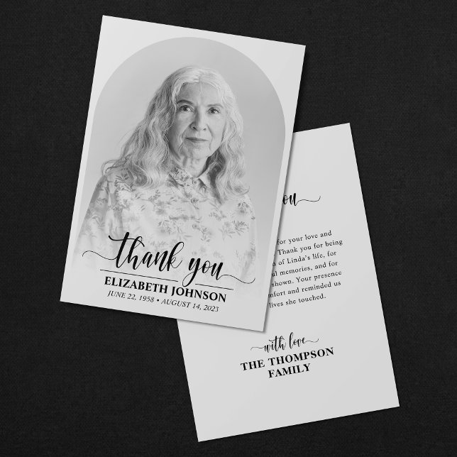 Carte De Remerciements Élégante photo funéraire (Créateur téléchargé)