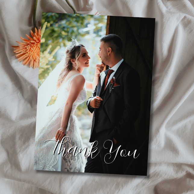 Carte De Remerciements Elégante photo simple Mariage Champagne Gold (Créateur téléchargé)