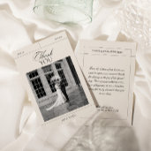 Carte De Remerciements Élégante photo Vintage de Mariage noir et blanc