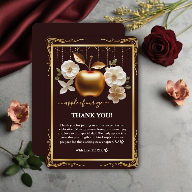 Carte De Remerciements Élégante Pomme d'or de notre Baby shower oculaire (Créateur téléchargé)