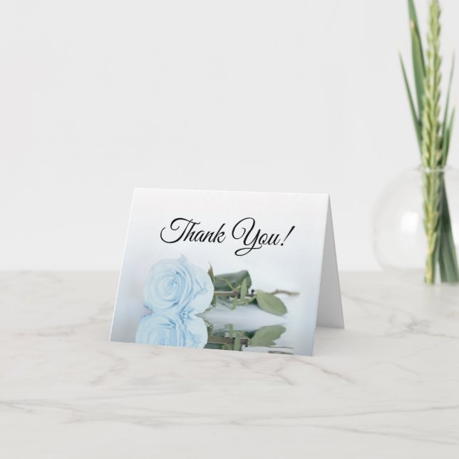 Carte De Remerciements Élégante poudre bleu Rose Mariage photo (Devant)
