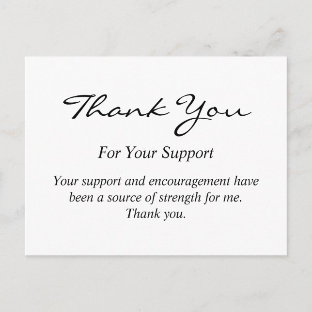 Carte de remerciements élégante pour le support (Devant)