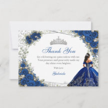 Elégante Quinceañera bleu royal et roses argentées