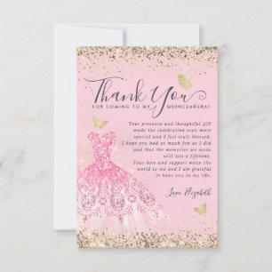 Carte De Remerciements Elégante robe de Parties scintillant en or rose pâ