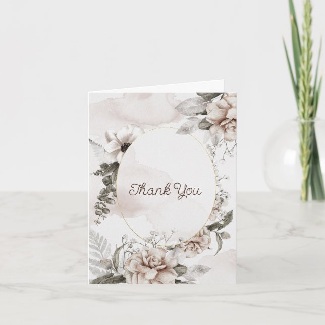 Carte De Remerciements Elégante Rose blanche Magnolia Aquarelle Florale (Devant)