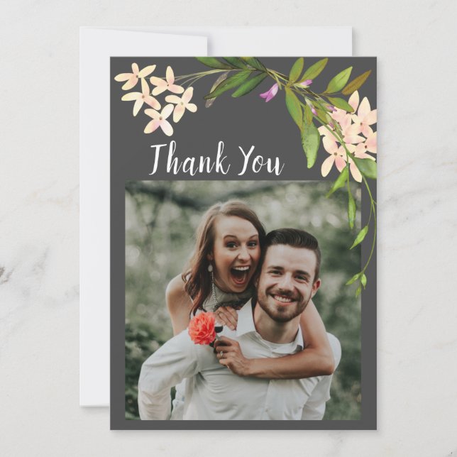 Carte De Remerciements Élégante rose Fleurs de Jardin Verdure Photographi (Devant)