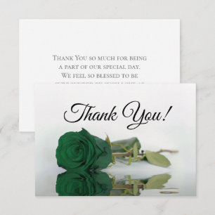 Carte De Remerciements Élégante rose mirroir vert émeraude Mariage simple