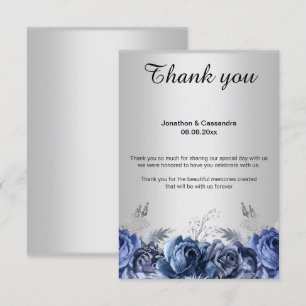 CARTE DE REMERCIEMENTS ÉLÉGANTE SIMPLE FLEUR BLEU