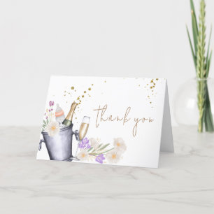 Carte De Remerciements Elégante Sip & Voir Champagne Baby shower bouteill