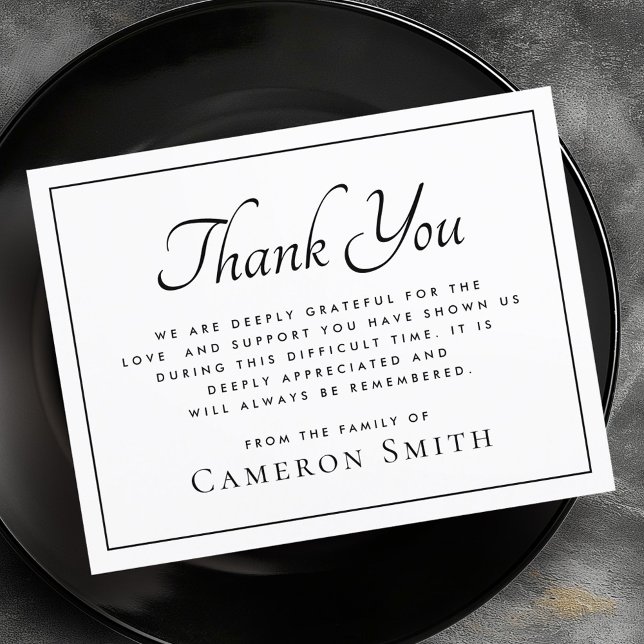 Carte De Remerciements Élégante sympathie funéraire à la frontière mince (Elegant thin border funeral sympathy thank you card)