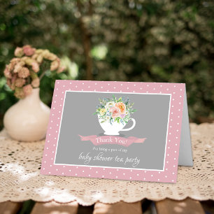 Carte De Remerciements Elégante Teacup Floral Teacup Baby shower Tea Part
