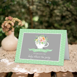Carte De Remerciements Elégante Teacup Floral Teacup Baby shower Tea Part