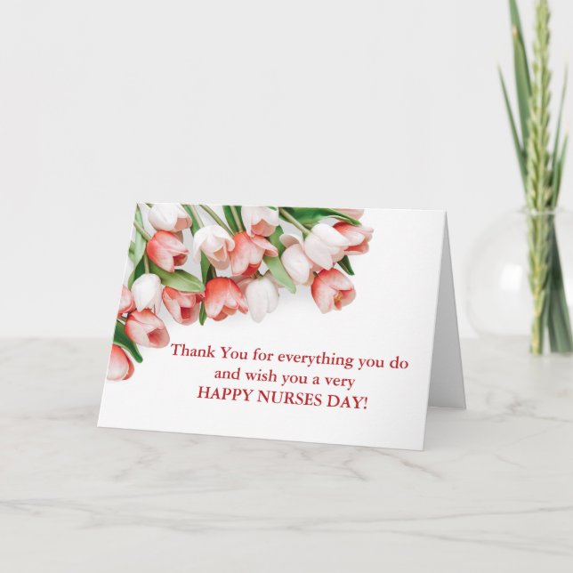 Carte De Remerciements Élégante Tulipe rouge et rose Floral Bonne journée (Devant)