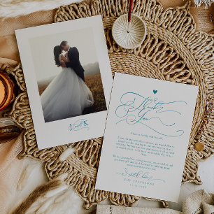 Carte De Remerciements Élégante typographie de script Mariage bleu