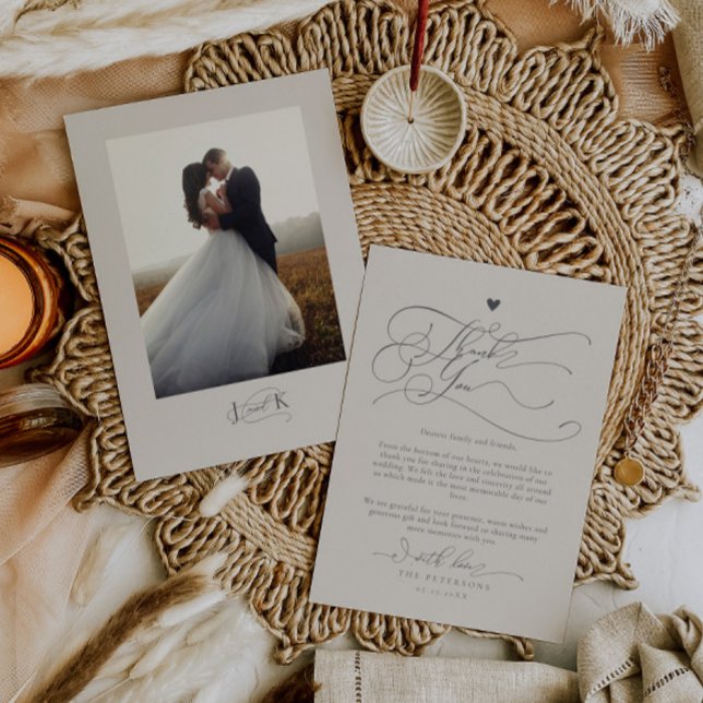 Carte De Remerciements Élégante typographie de script Mariage de sable (Créateur téléchargé)