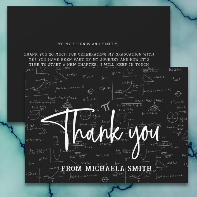 Carte De Remerciements Élégante Typographie de script Math Graduation (Créateur téléchargé)