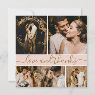 Carte De Remerciements Élégante typographie Photo Collage Mariage