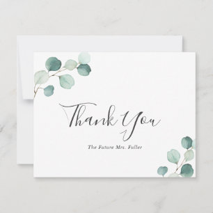 Carte De Remerciements Elégante verdure Eucalyptus Fête des mariées rusti
