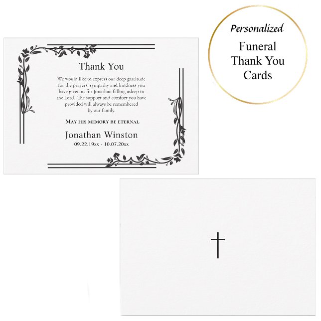 Carte De Remerciements Élégante vigne noire Fleur Vigne Orthodoxe (Créateur téléchargé)