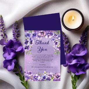 Carte De Remerciements Élégante Violette violette Florale fête d'annivers