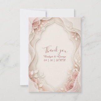 Carte De Remerciements Élégantes Fleurs Superposées de Rose sur Vélin pou