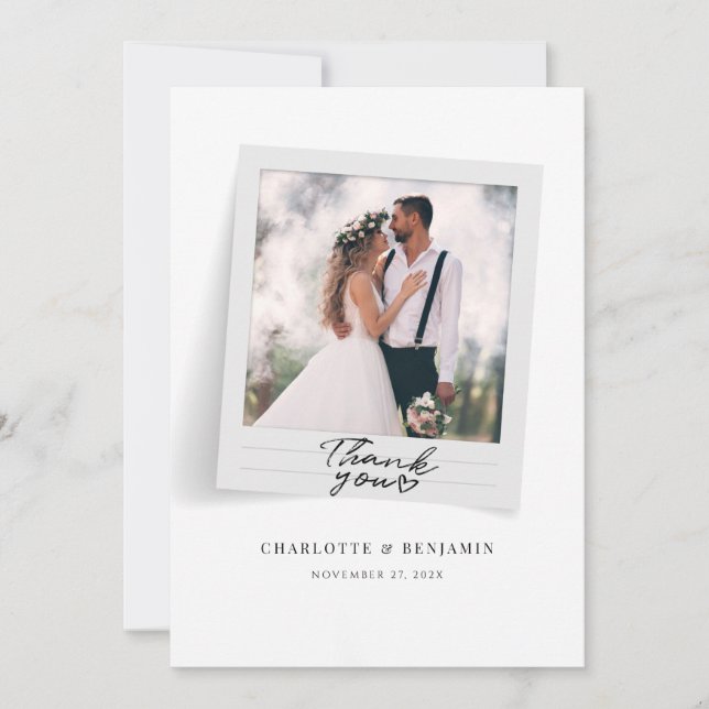 Carte De Remerciements Élégantes photos Mariage à la main (Devant)