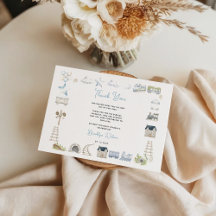 Éléphant Bleu Aquarelle | Baby Shower Garçon