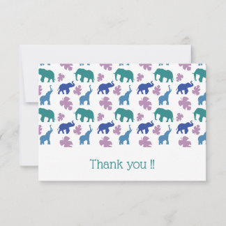 Carte De Remerciements Eléphant coloré - Personnalisable