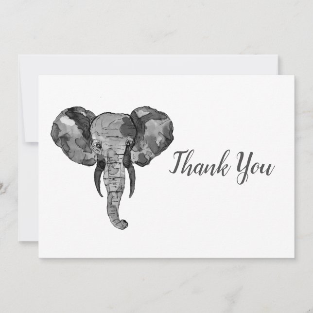 Carte De Remerciements Éléphant gris d'Afrique (Devant)