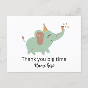 Carte de remerciements Eléphant mignon, Baby showe