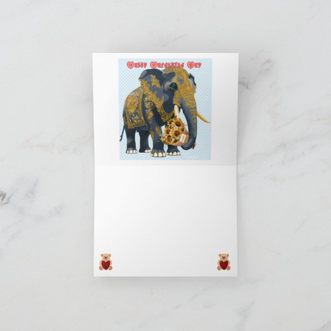 Carte De Remerciements Eléphant pour la Saint Valentin. (Intérieur)