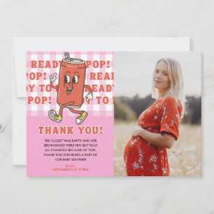 Carte De Remerciements Elle est prête à éclater Baby Shower Photo rose à 
