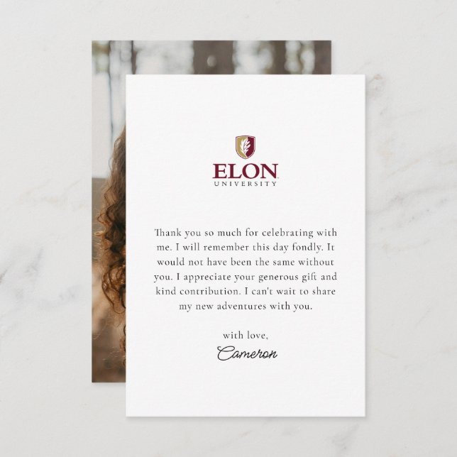 Carte De Remerciements Elon Graduation (Devant / Derrière)
