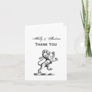 Carte De Remerciements Emblème de crête de lion héraldique debout