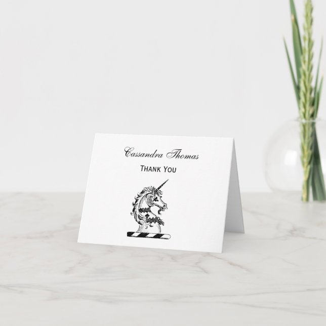 Carte De Remerciements Emblème de tête de l'licorne héraldique (Devant)