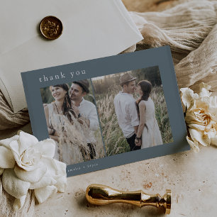 Carte De Remerciements EMELIA Flat Dusty Blue Minimal 2 Mariage photo