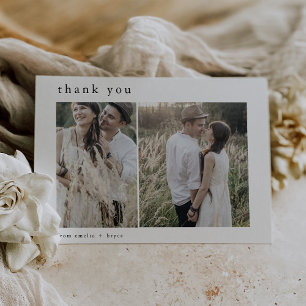 Carte De Remerciements EMELIA Flat Neutral Blanc Noir 2 Mariage photo