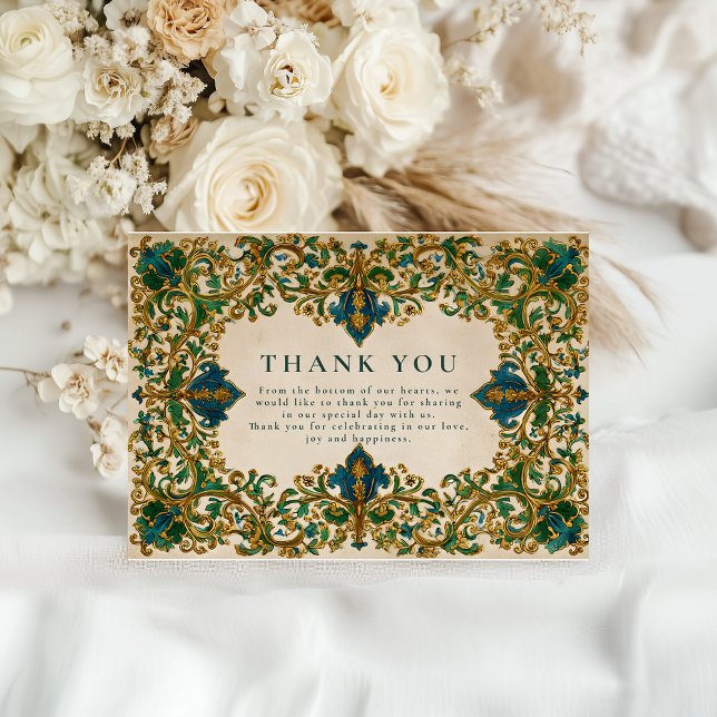 Carte De Remerciements Emerald Baroque Islamic Wedding (Créateur téléchargé)