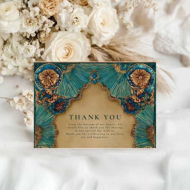 Carte De Remerciements Emerald Gold Islamic Wedding (Créateur téléchargé)