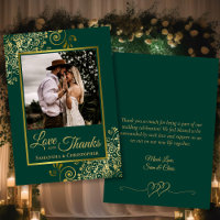 Emerald & Gold Love & Thanks Photo & Note Mariage