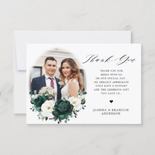 Carte De Remerciements Emerald Green Eucalyptus Blanc Floral Mariage