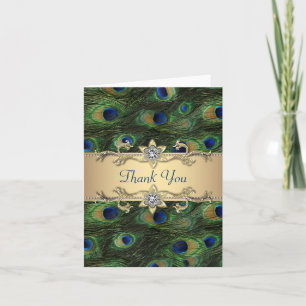 Carte De Remerciements Emerald Green Royal Indian Peacock Mariage