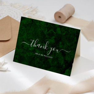 Carte De Remerciements Emerald Green & Silver Calligraphy